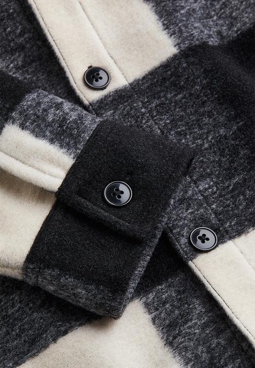 H&M - Relaxed fit overshirt - black/checked