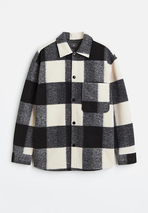 H&M - Relaxed fit overshirt - black/checked