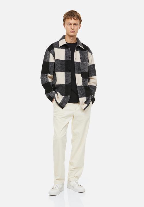 H&M - Relaxed fit overshirt - black/checked