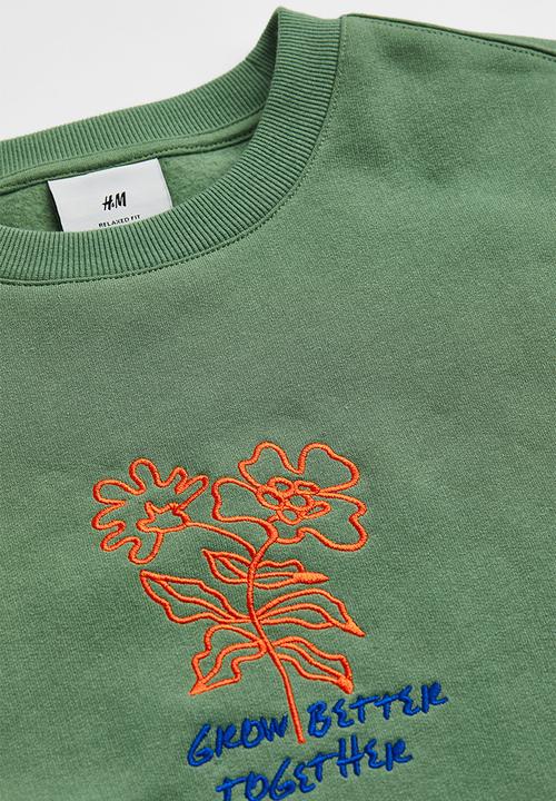 H&M - Relaxed fit printed sweatshirt - green/grow better together