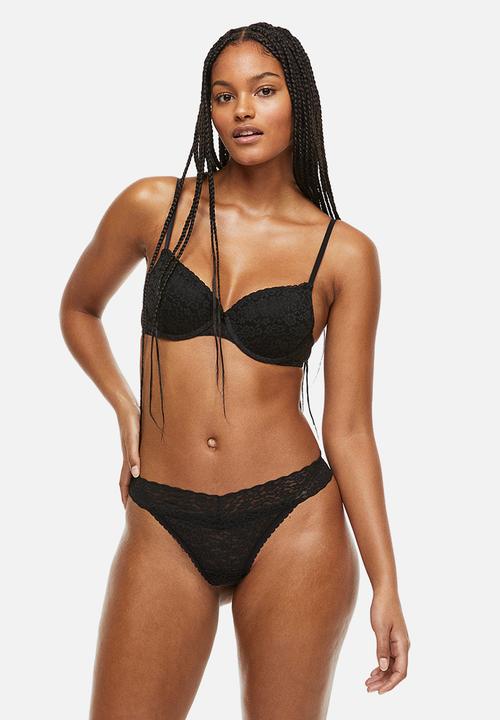 H&M - 2-pack lace push-up bras - black/white
