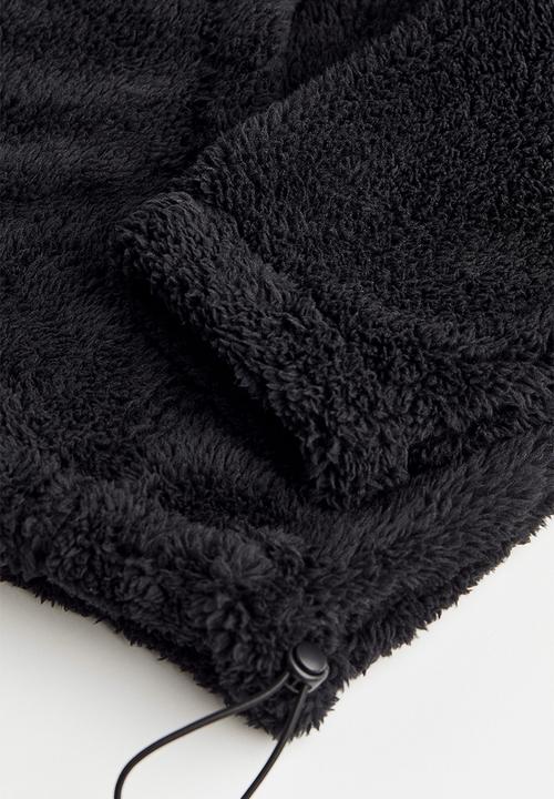 H&M - Relaxed fit pile hoodie - black