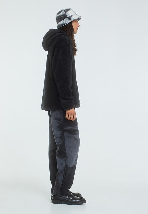 H&M - Relaxed fit pile hoodie - black