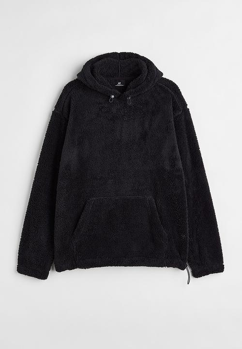 H&M - Relaxed fit pile hoodie - black