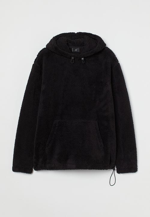 H&M - Relaxed fit pile hoodie - black