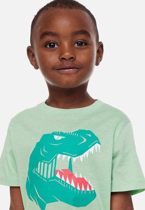 H&M - 3-pack cotton T-shirts - light green/dinosaur