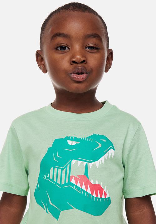 H&M - 3-pack cotton T-shirts - light green/dinosaur