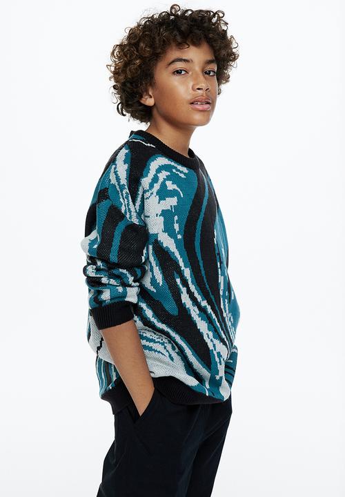 H&M - Double-knit jumper - dark turquoise/patterned