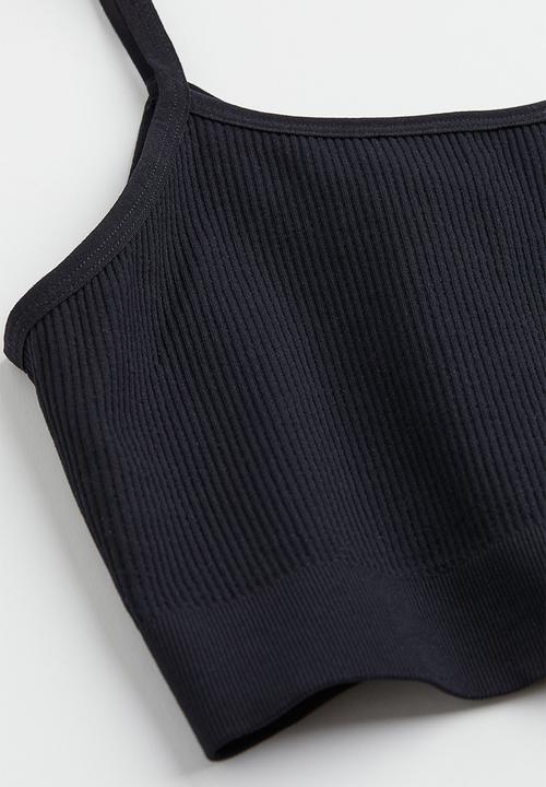 H&M - Ribbed seamless crop top - black