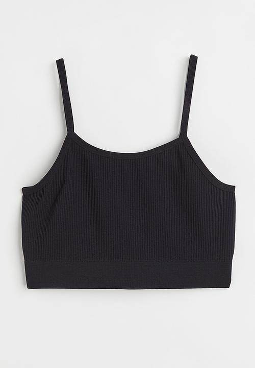 H&M - Ribbed seamless crop top - black
