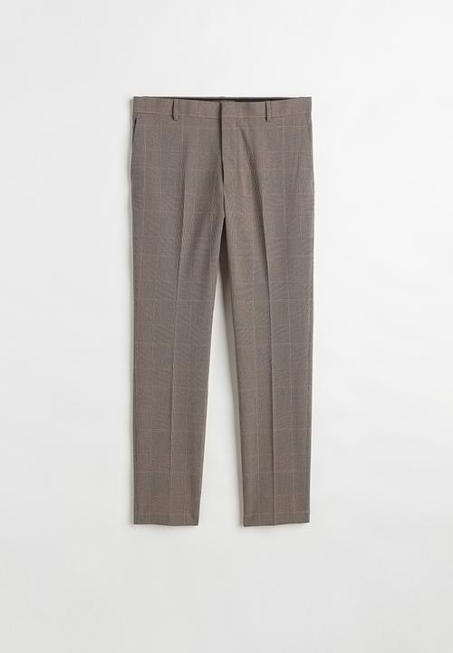 H&M - Slim fit trousers - grey/checked i