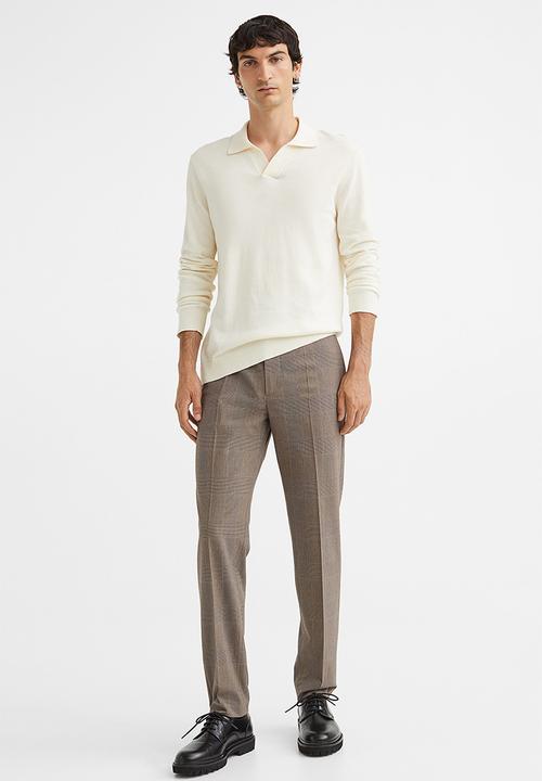 H&M - Slim fit trousers - grey/checked i