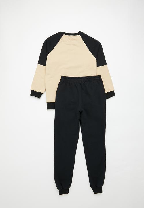 Superbalist - Colour block tracksuit set - black/ecru