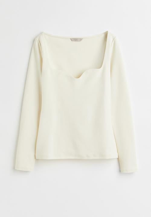 H&M - Fitted jersey top - cream