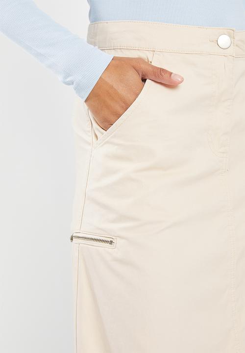 Factorie - Cargo Midi Skirt - Light Stone
