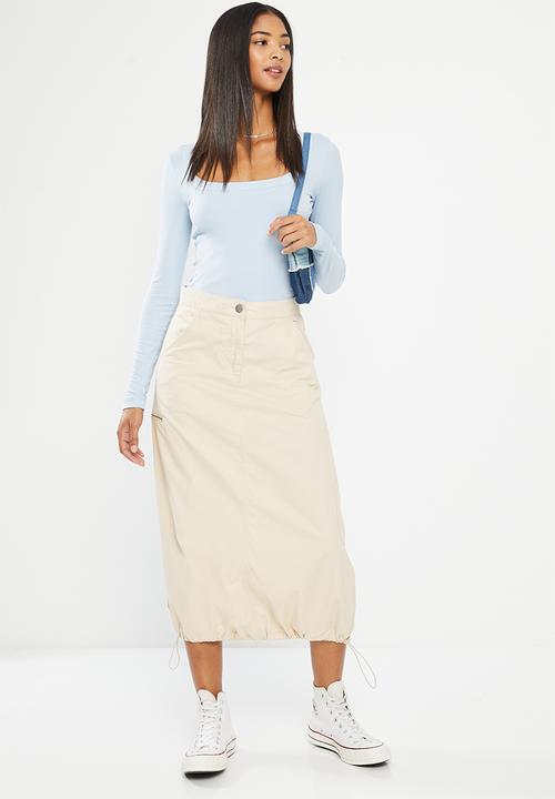Factorie - Cargo Midi Skirt - Light Stone