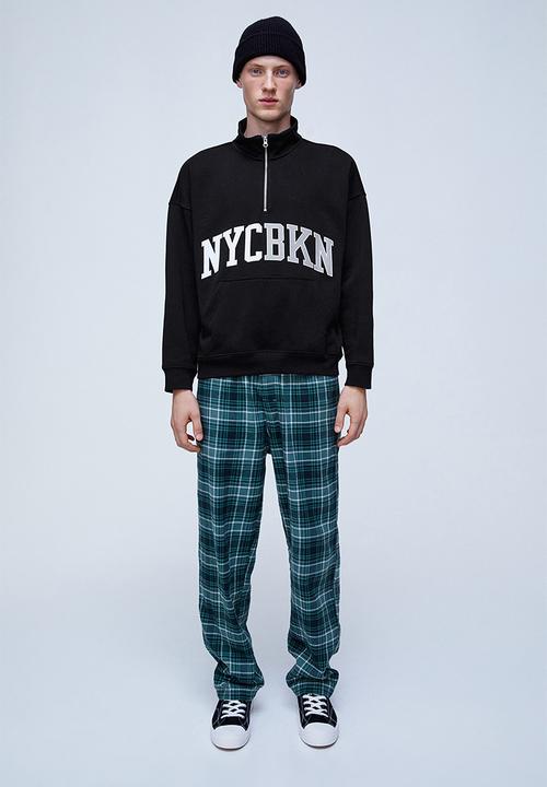 H&M - Oversized zip-top sweatshirt - black/nycbkn