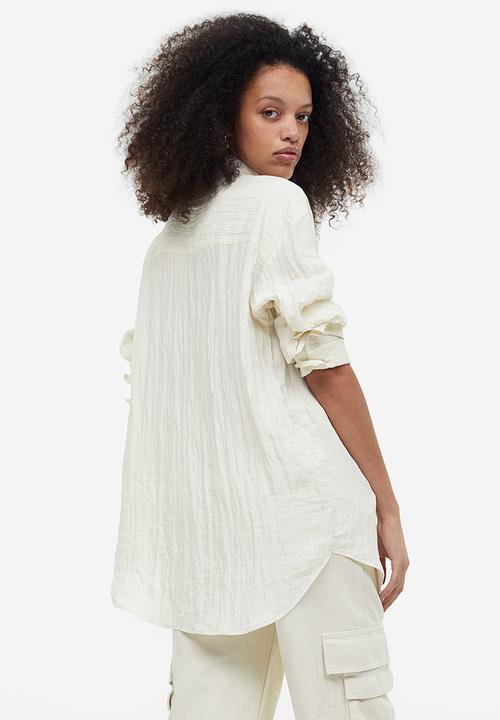 H&M - Crinkled chiffon shirt - white