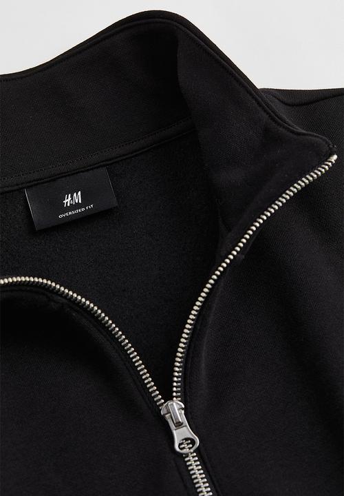 H&M - Oversized zip-top sweatshirt - black/nycbkn