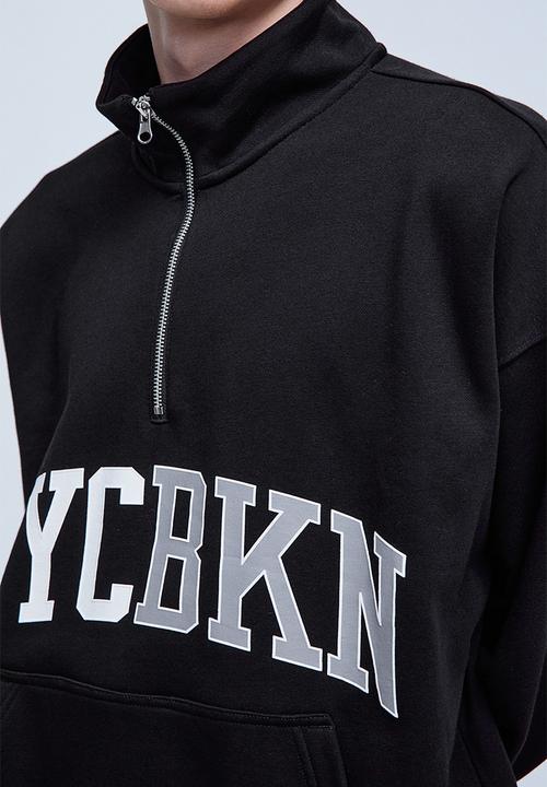 H&M - Oversized zip-top sweatshirt - black/nycbkn