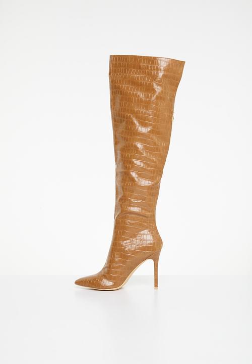 Plum - Adah stiletto boot - tan