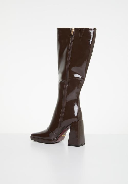 Plum - Khloe knee length boot - brown