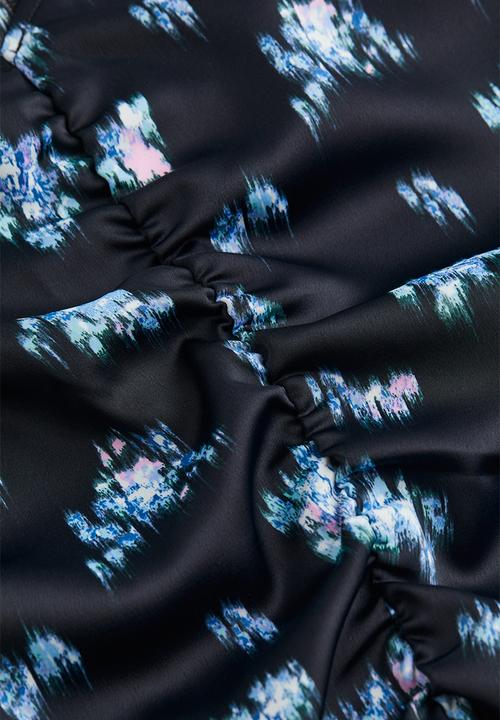 H&M - Gathered blouse - navy/patterned