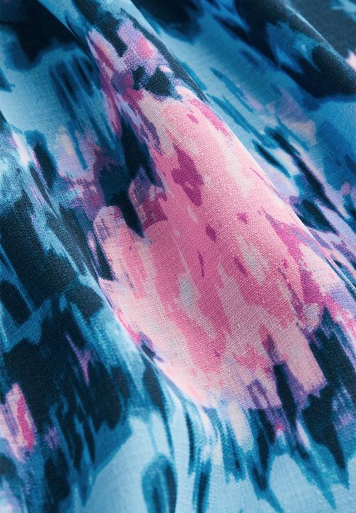 H&M - Balloon-sleeved crêpe dress - blue/patterned