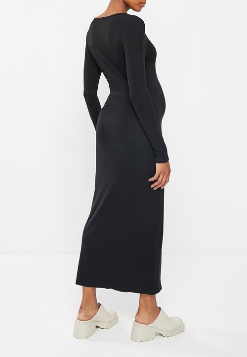Cotton On - Maternity bump friendly long sleeve maxi dress - black
