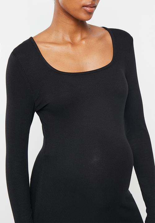 Cotton On - Maternity bump friendly long sleeve maxi dress - black