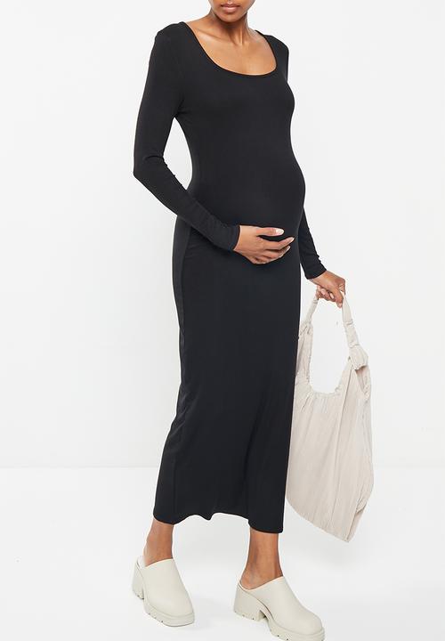 Cotton On - Maternity bump friendly long sleeve maxi dress - black