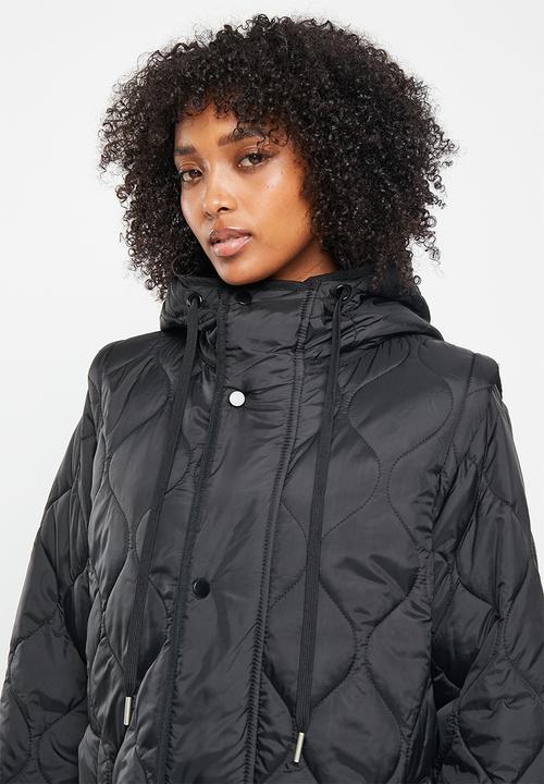 Me&B - Maxi puffer with zip-off sleeves - black
