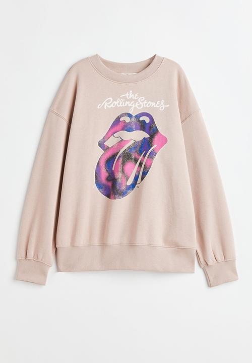 H&M - Oversized sweatshirt - beige/the rolling stones