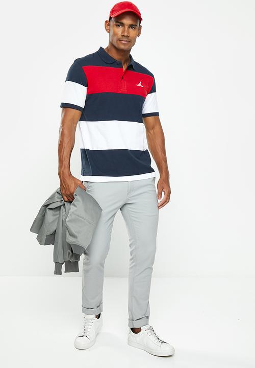 Nautica - Dash short sleeve polo - navy & white
