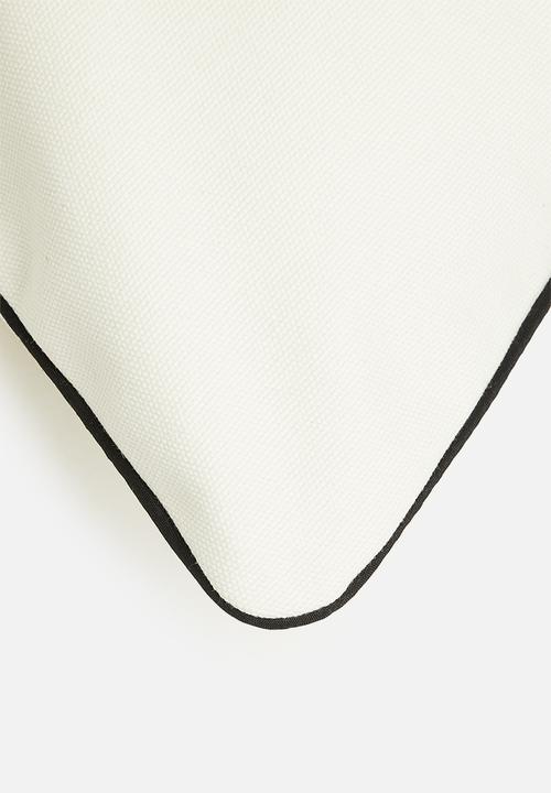 Sixth Floor - Tutuka Cushion Cover - Ivory & Charcoal Piping