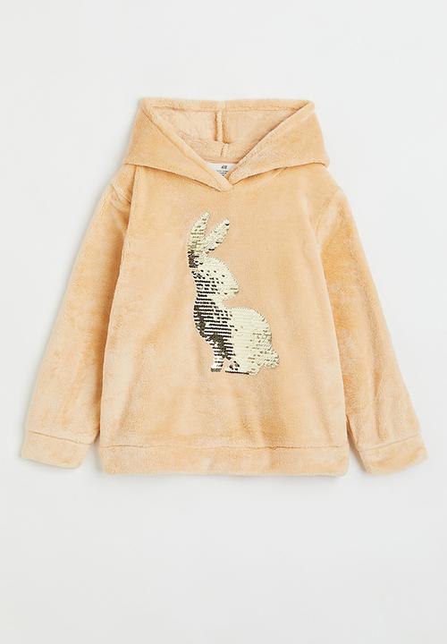 H&M - Teddy hoodie - beige/rabbit