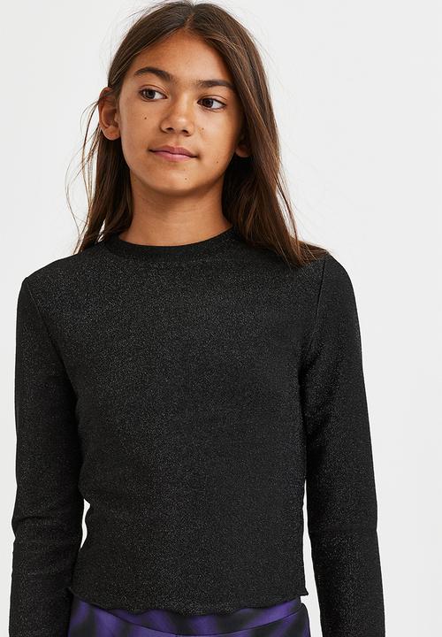 H&M - Ribbed cotton jersey cropped top - black