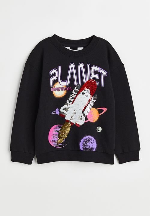H&M - Reversible sequin-motif sweatshirt - black/rocket