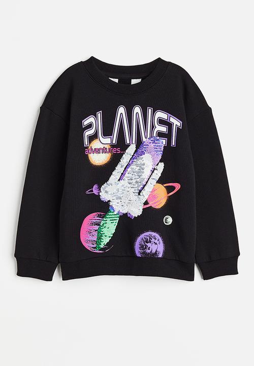H&M - Reversible sequin-motif sweatshirt - black/rocket