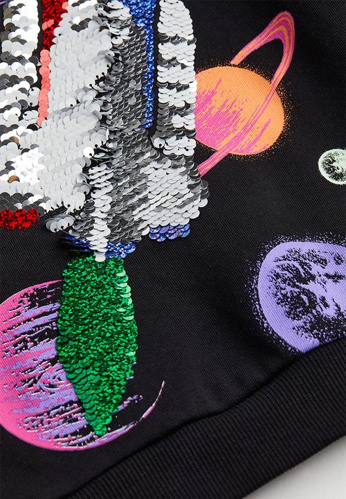 H&M - Reversible sequin-motif sweatshirt - black/rocket