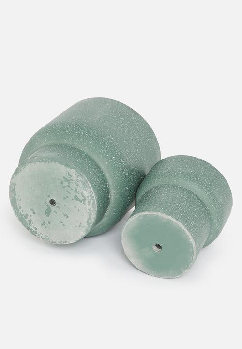 Sixth Floor - Fiber cement pot set of 2 - blue