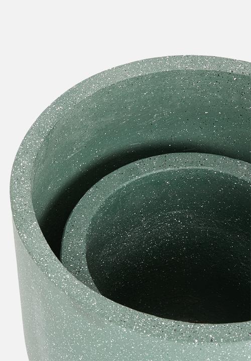 Sixth Floor - Fiber cement pot set of 2 - blue