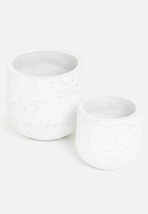 Sixth Floor - Fiber cement pot set of 2 - white terazzo