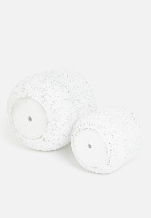 Sixth Floor - Fiber cement pot set of 2 - white terazzo