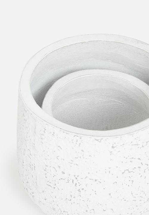 Sixth Floor - Fiber cement pot set of 2 - white terazzo