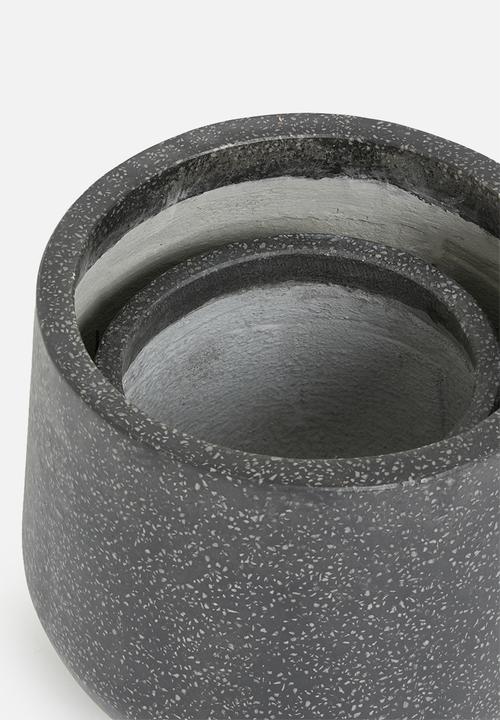 Sixth Floor - Fiber cement pot set of 2 - black terazzo