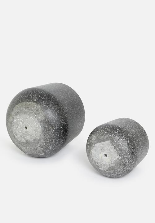 Sixth Floor - Fiber cement pot set of 2 - black terazzo
