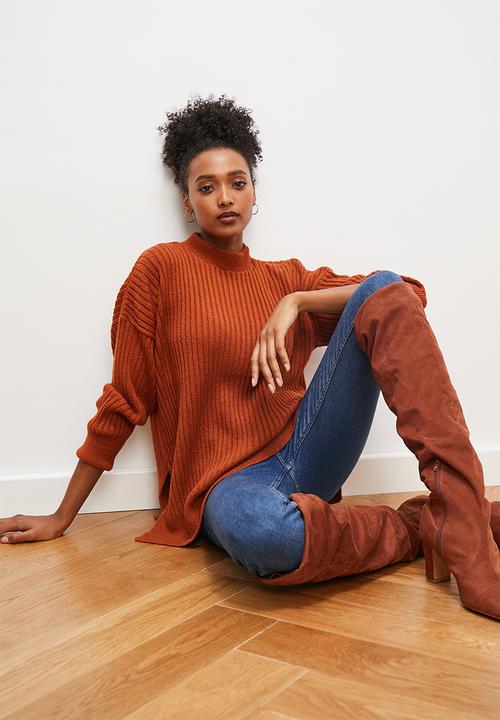 edit - Longer length pullover - terracotta