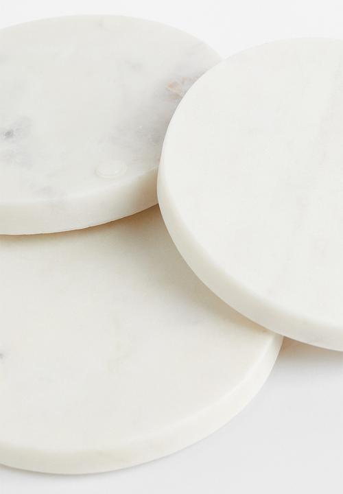 H&M - 4-pack marble coasters - white/marble
