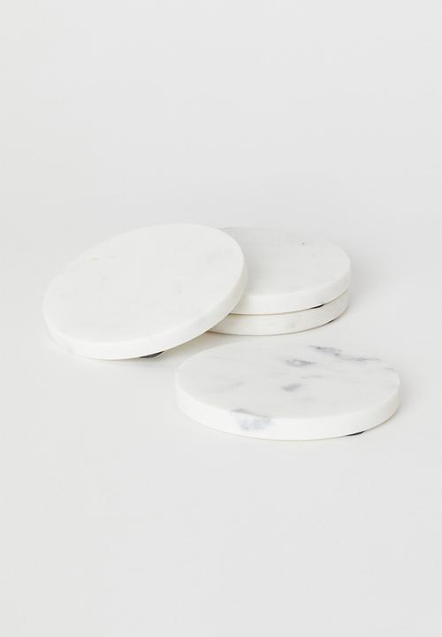 H&M - 4-pack marble coasters - white/marble